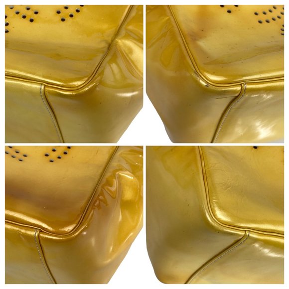 CHANEL  Enamel Yellow triple CC logo Tote bag w/ Pouch  & unbranded dust bag 🔥 - Picture 11 of 15